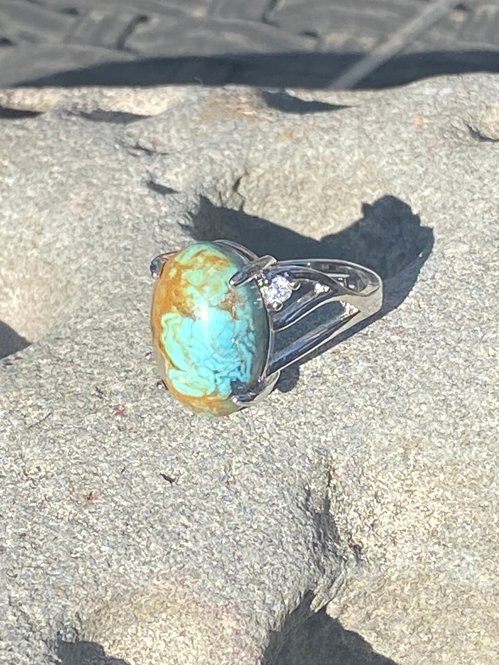 Handcrafted Turquoise Ring featuring a natural gemstone set in a silver jewelry setting