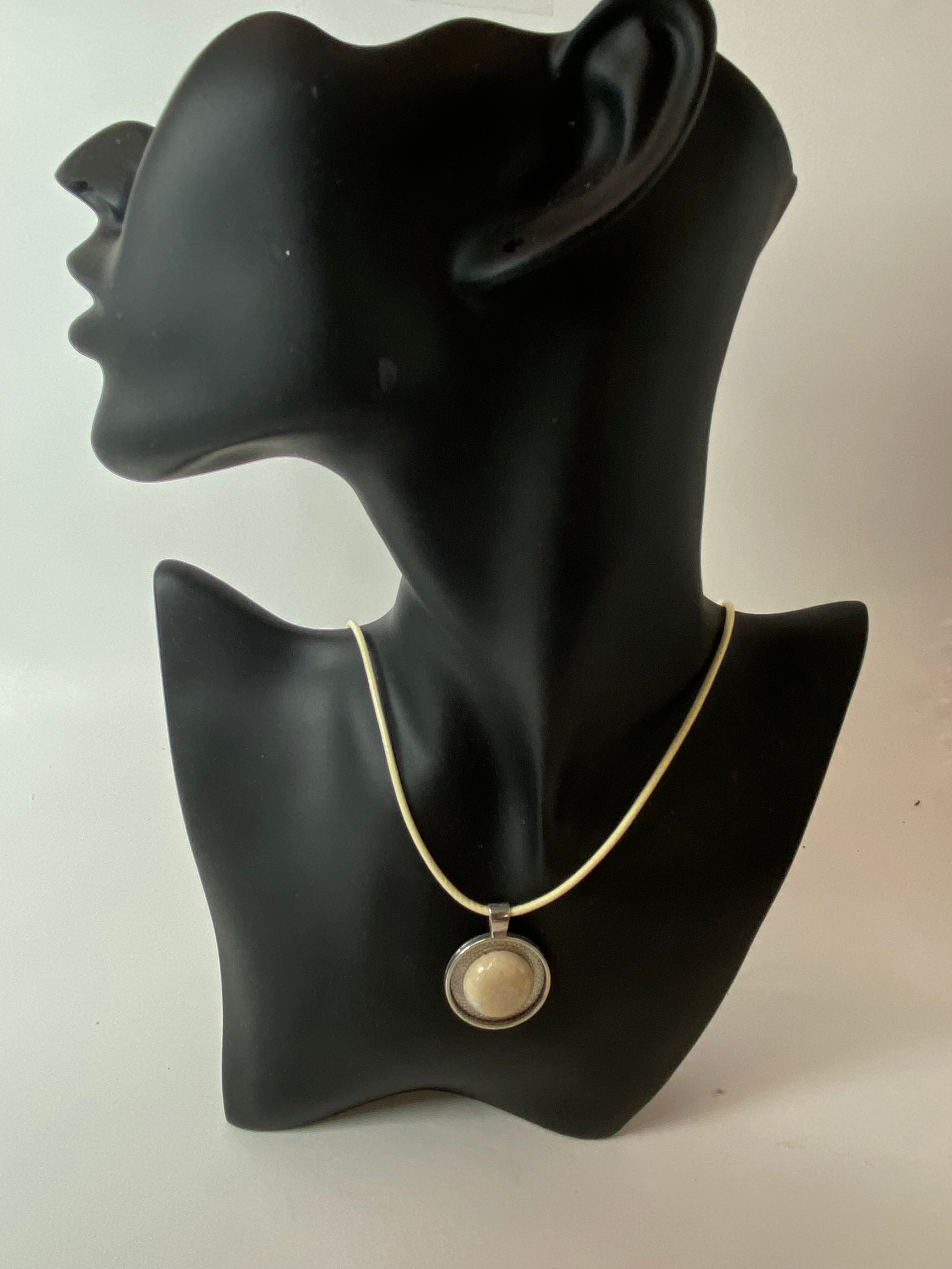 Natural White Ranger Agate Pendant gemstone pendant, handcrafted jewelry featuring polished stone with unique color and mineral patterns