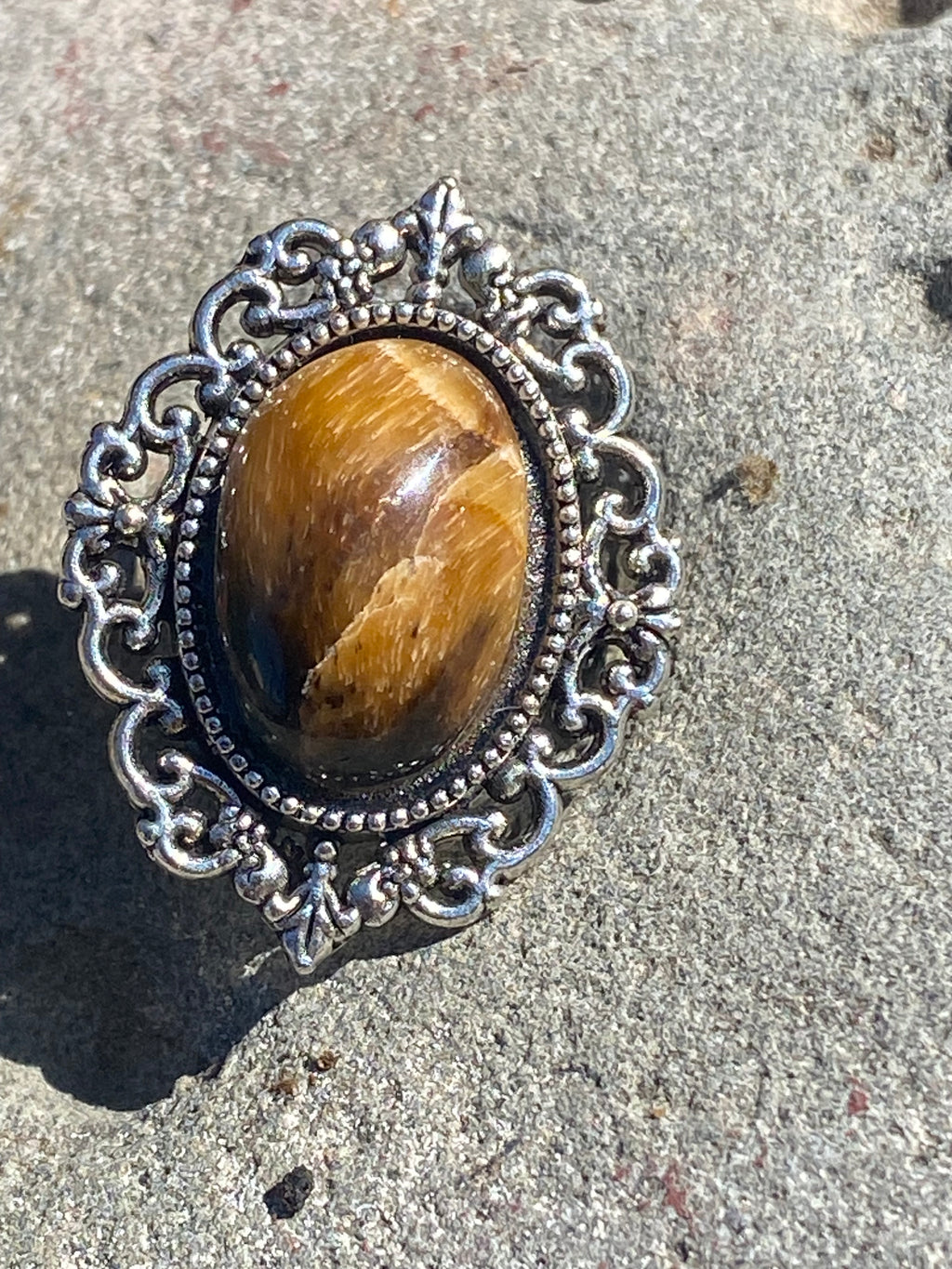Handcrafted Tiger Eye Ring featuring a natural gemstone set in a silver jewelry setting