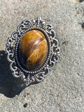 Handcrafted Tiger Eye Ring featuring a natural gemstone set in a silver jewelry setting