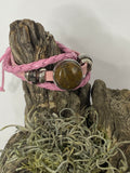 Natural Agate Leather Pink Bracelet gemstone jewelry featuring polished stone with distinctive color, pattern, and handcrafted craftsmanship