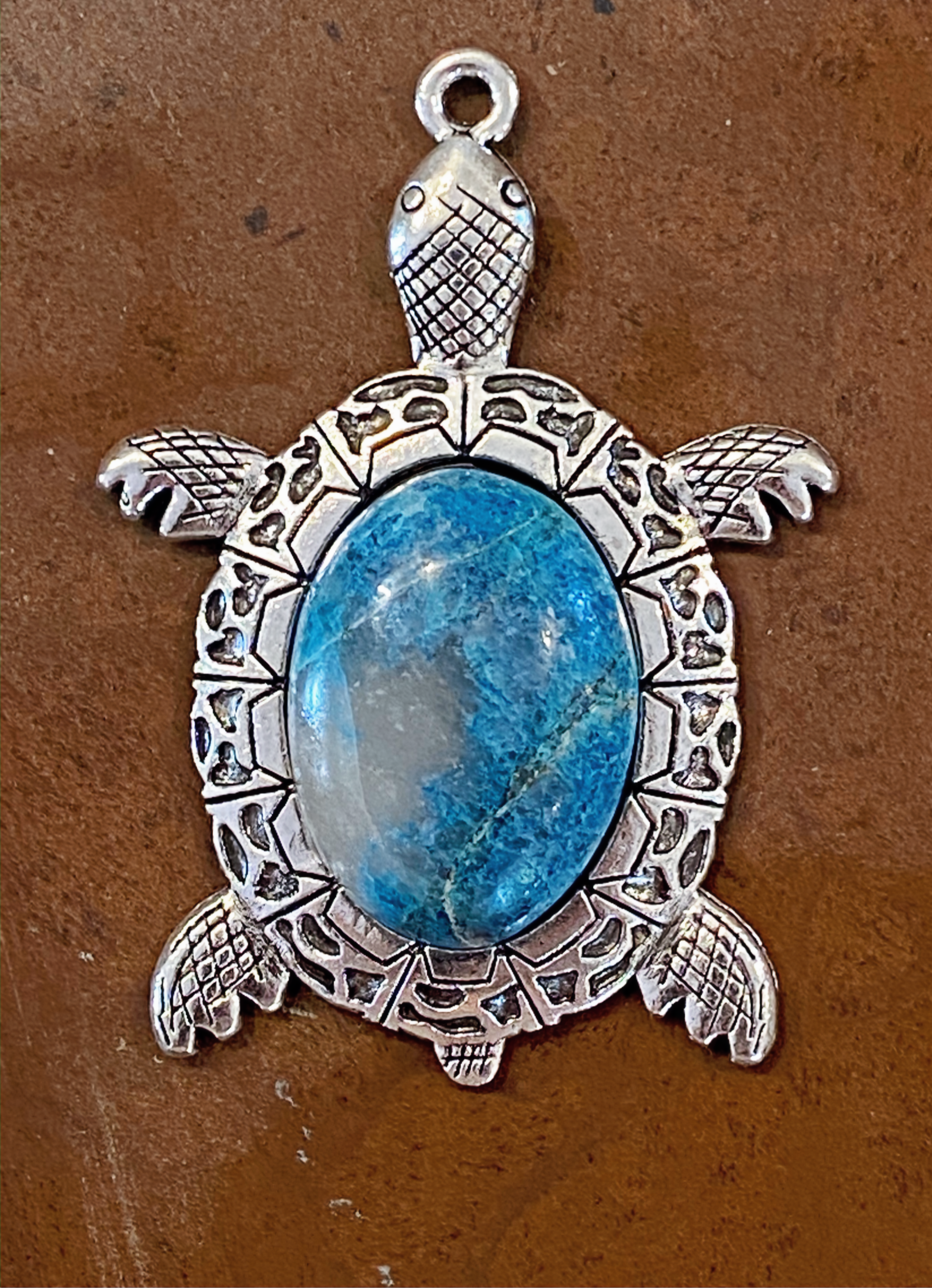 Chrysocolla Turtle Pendant