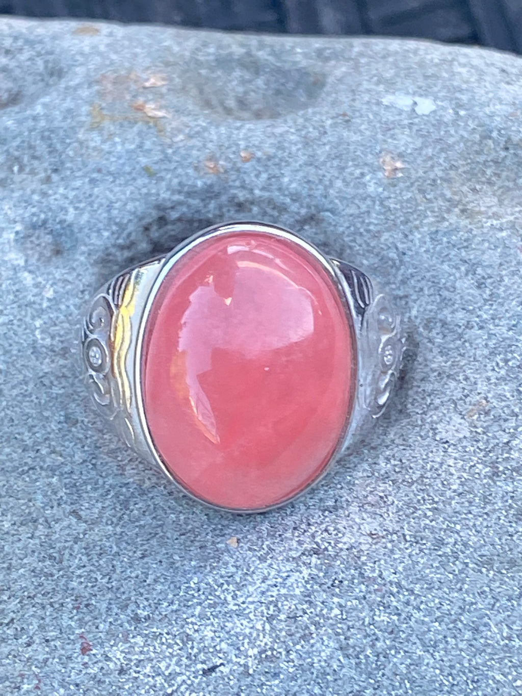 Handcrafted Pink Citrine in Silver Band Ring featuring a natural gemstone set in a silver jewelry setting