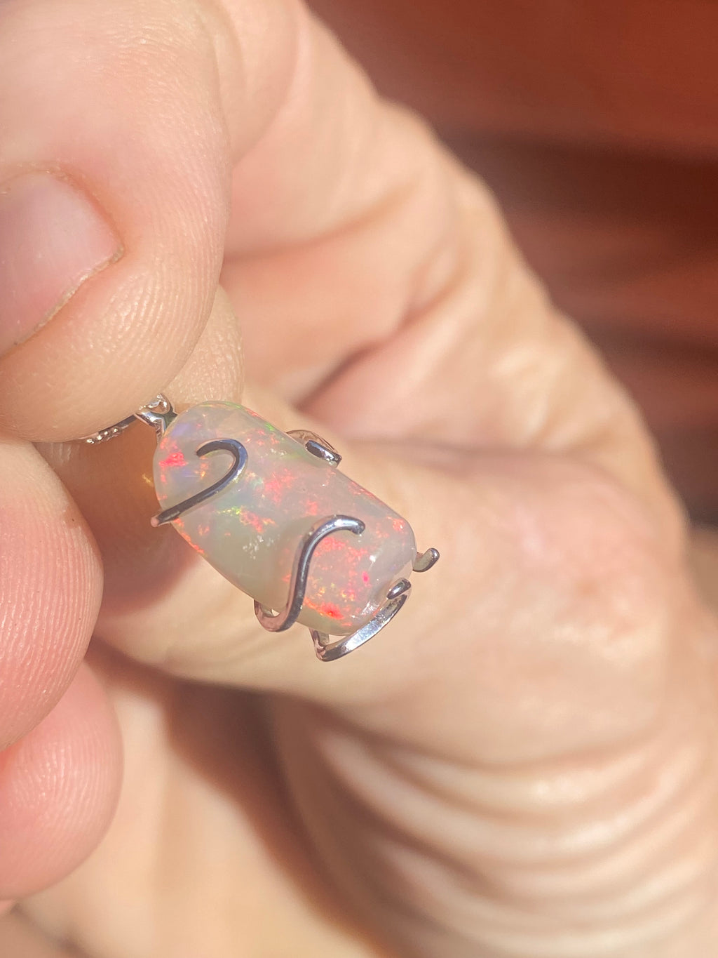 Welo Opal Wrapped in Silver Pendant