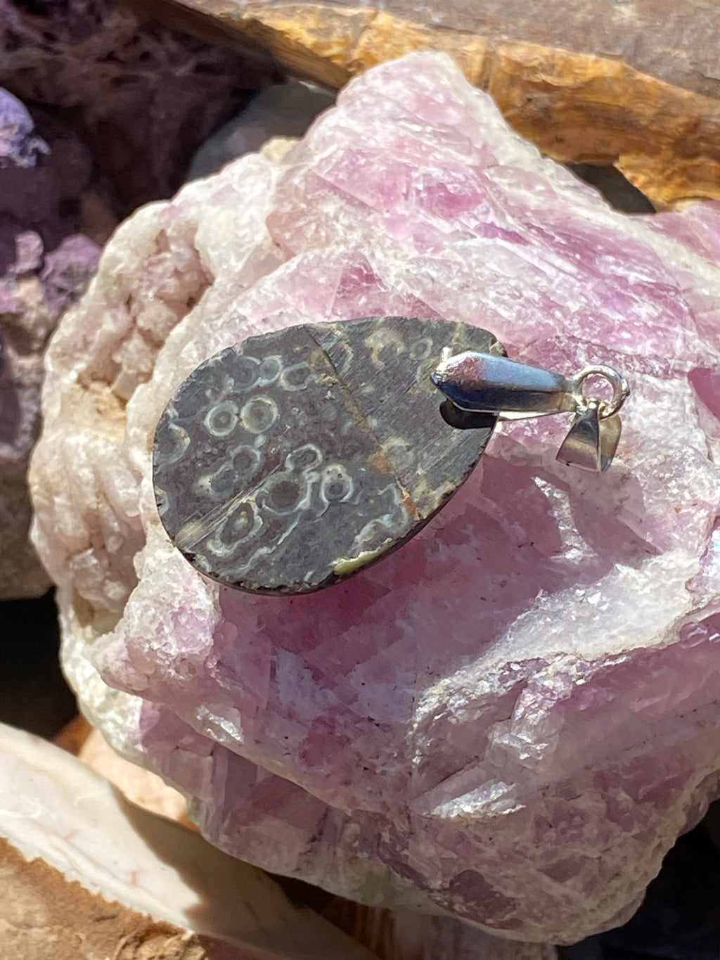 Natural Oolite  Pendant gemstone pendant, handcrafted jewelry featuring polished stone with unique color and mineral patterns