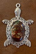 Chrysocolla Quartz Turtle Pendant