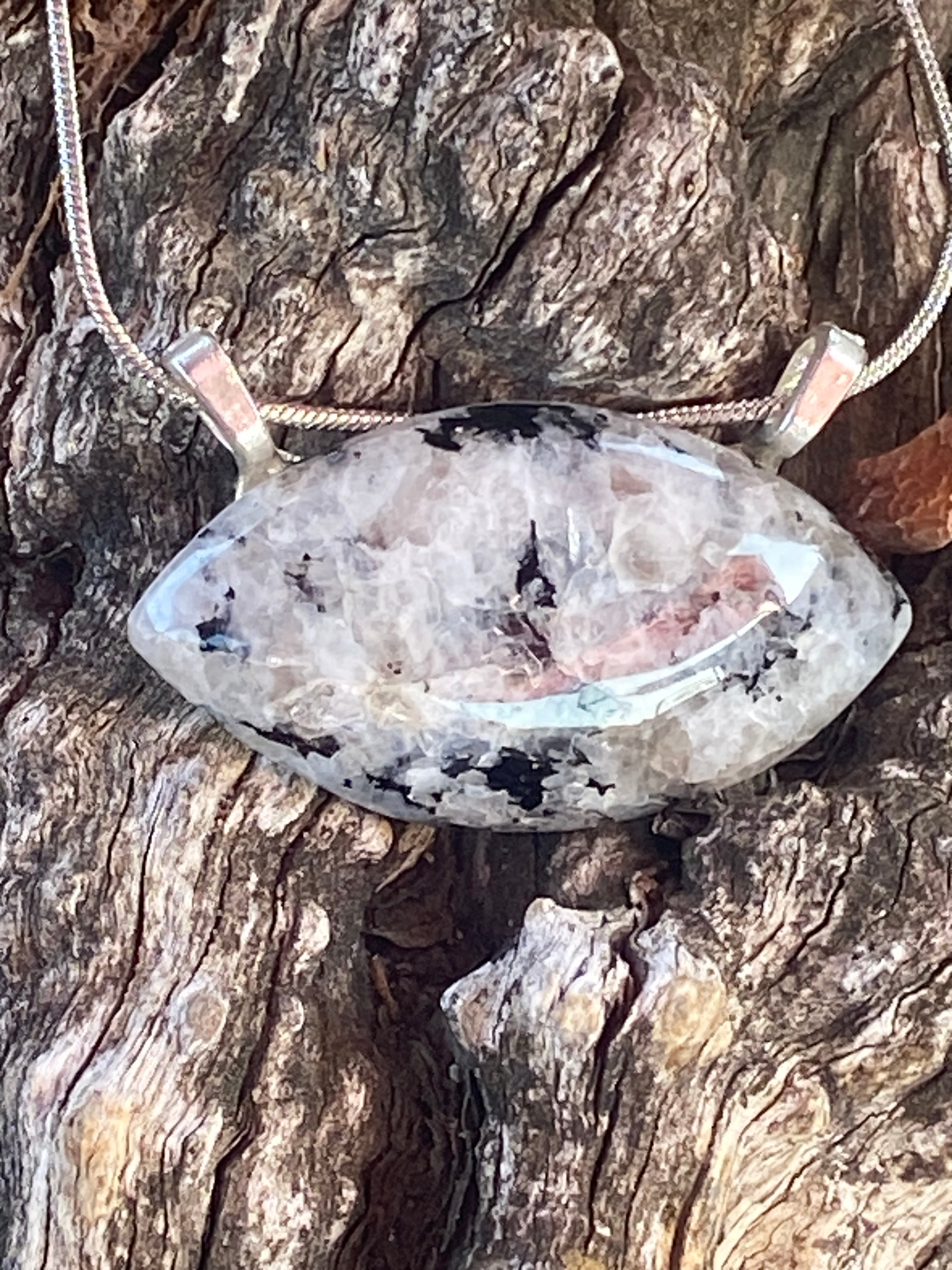 Natural Rainbow Moonstone Pendant gemstone pendant, handcrafted jewelry featuring polished stone with unique color and mineral patterns