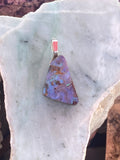 Natural Triangular Boulder Opal Pendant gemstone pendant, handcrafted jewelry featuring polished stone with unique color and mineral patterns