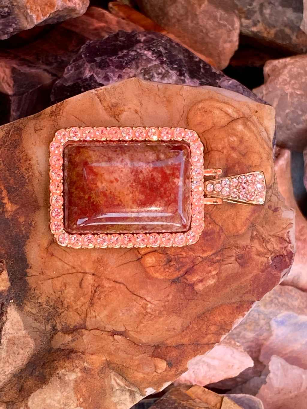 Natural Red River Jasper  Pendant gemstone pendant, handcrafted jewelry featuring polished stone with unique color and mineral patterns