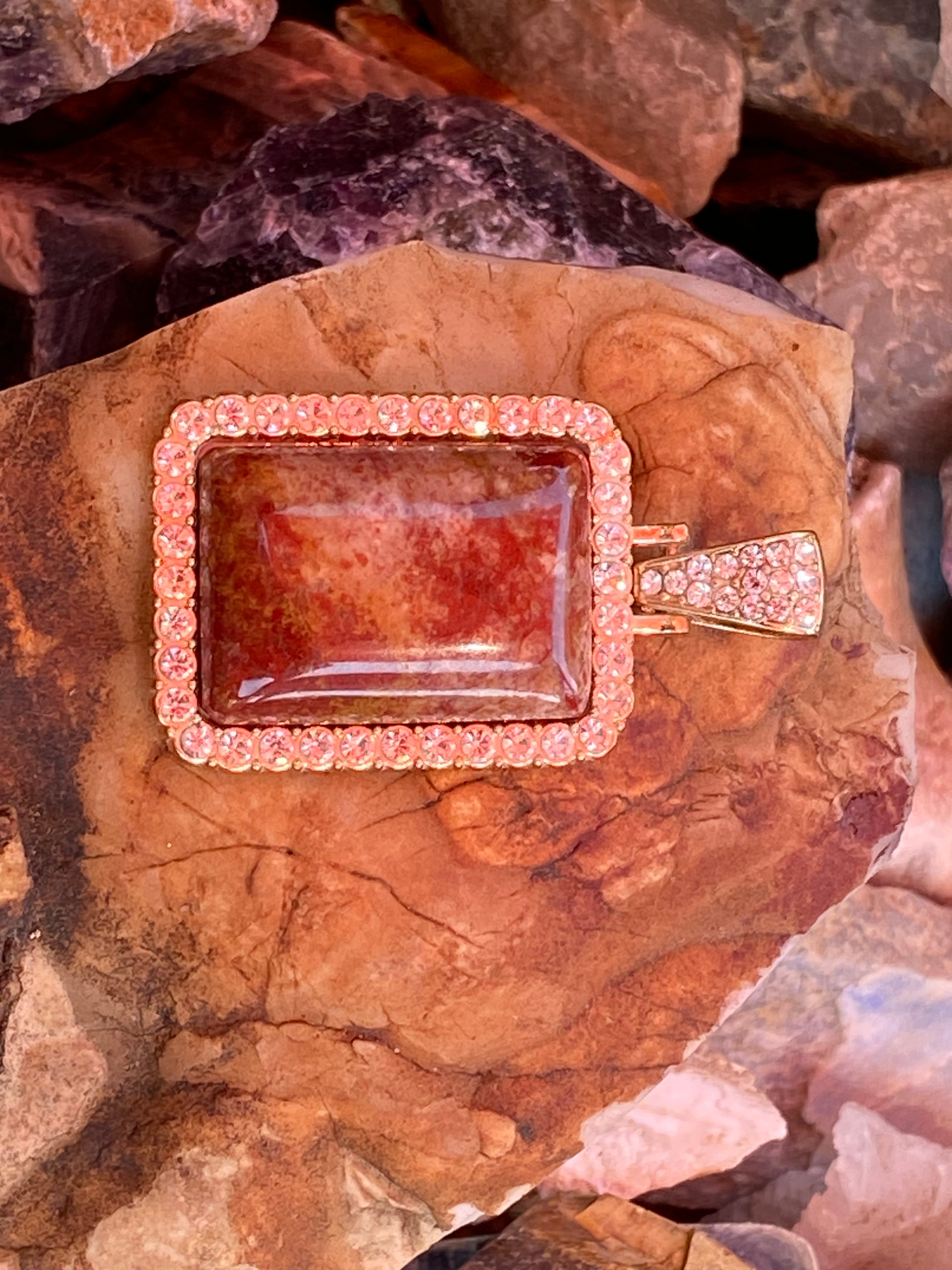 Natural Red River Jasper  Pendant gemstone pendant, handcrafted jewelry featuring polished stone with unique color and mineral patterns