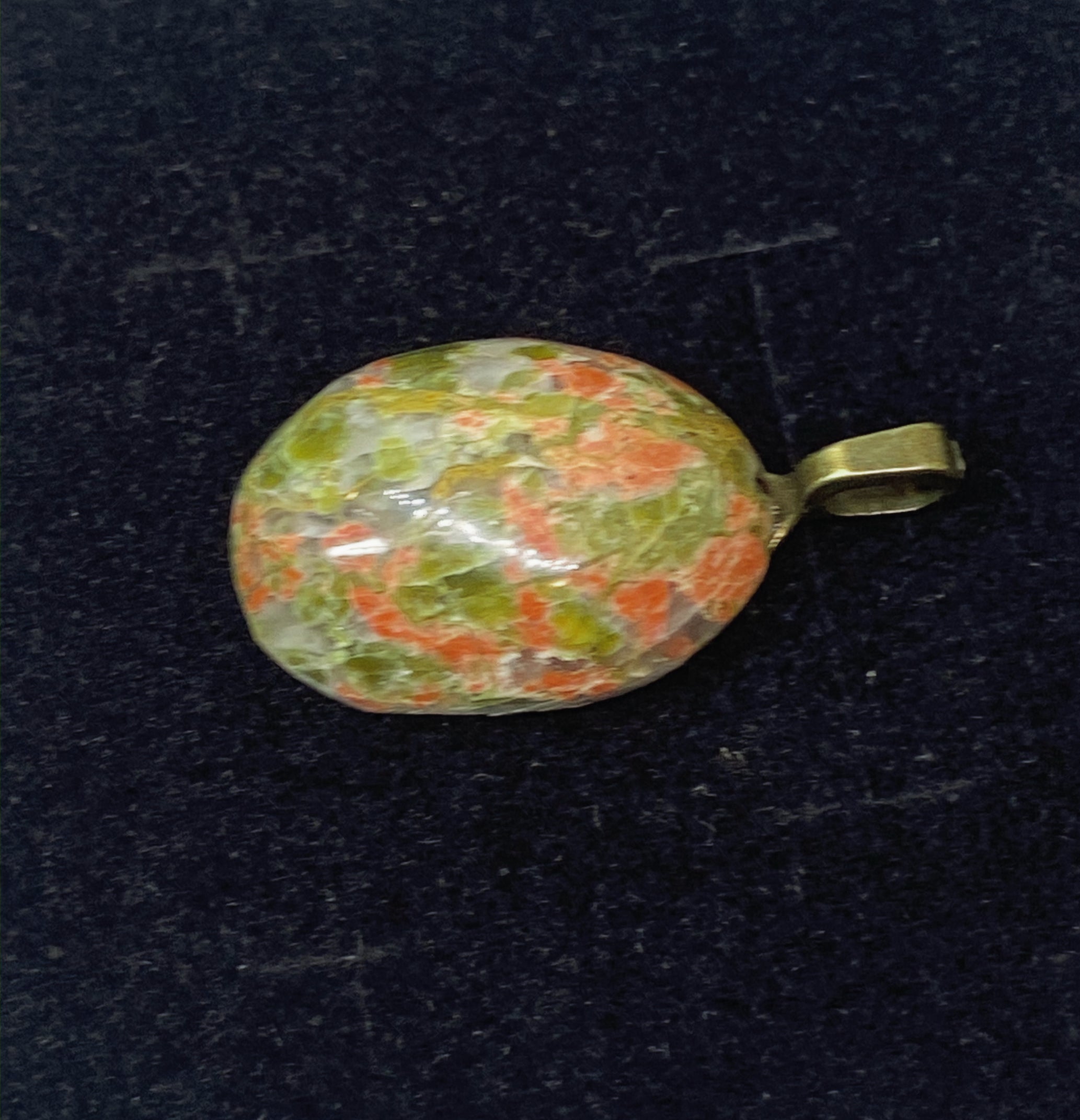 Natural Unakite Pendant with Brass Bail gemstone pendant, handcrafted jewelry featuring polished stone with unique color and mineral patterns