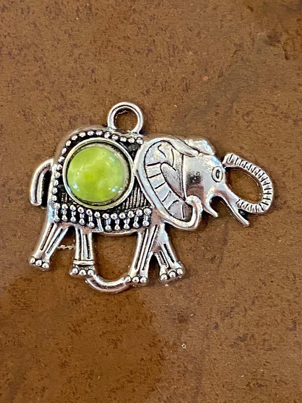 Green Opal elephant pendant