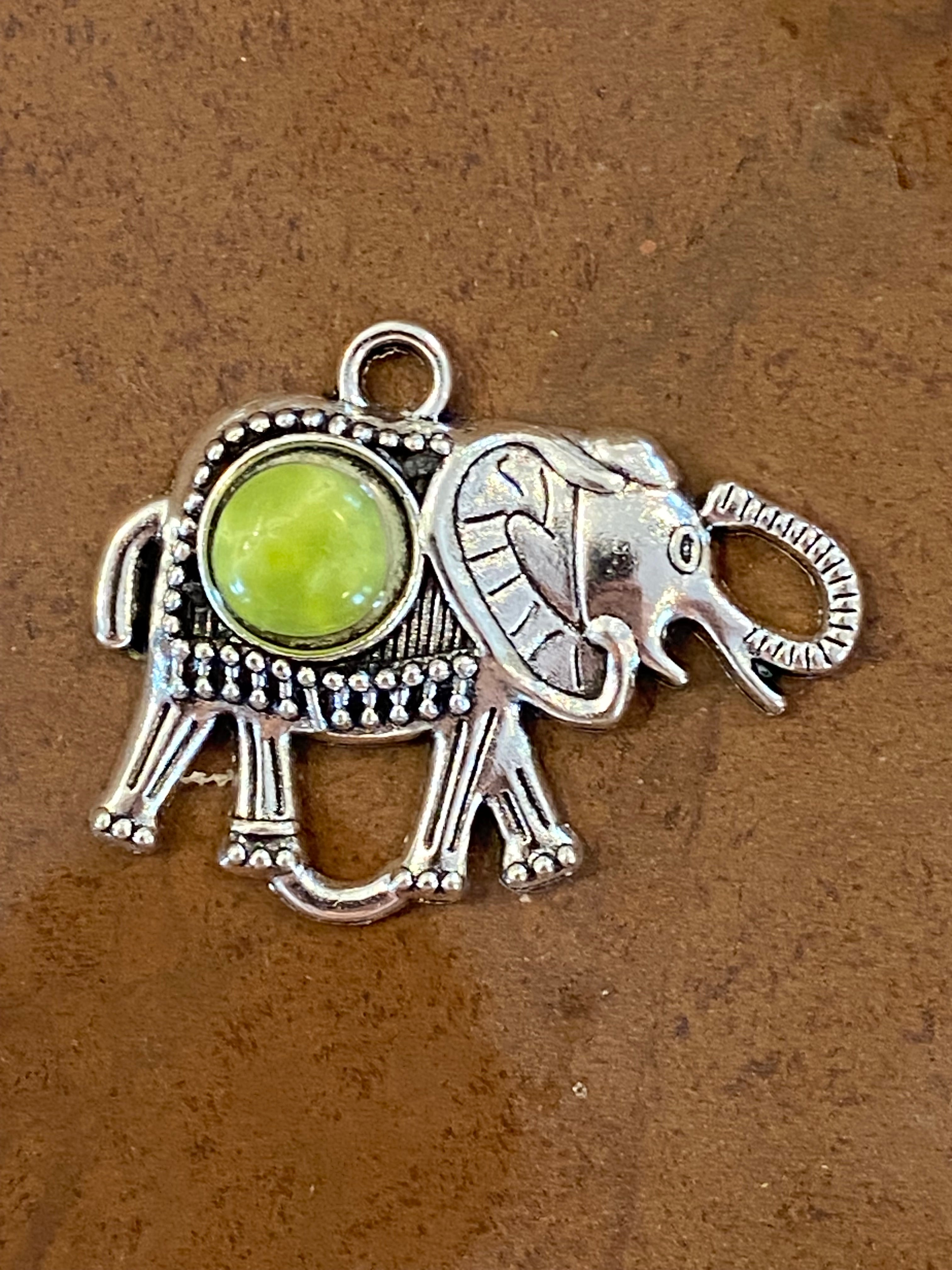 Green Opal elephant pendant