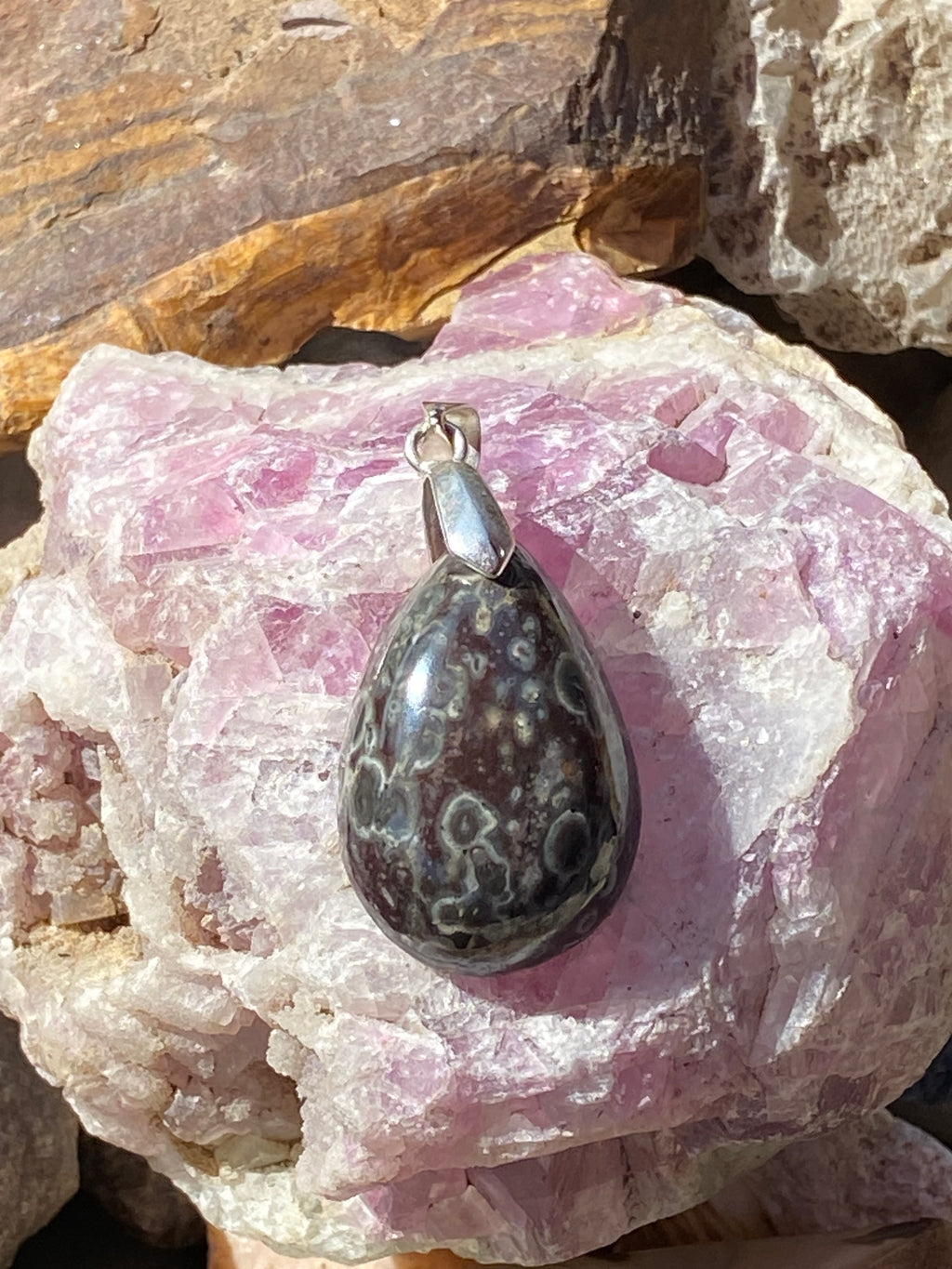 Natural Oolite  Pendant gemstone pendant, handcrafted jewelry featuring polished stone with unique color and mineral patterns