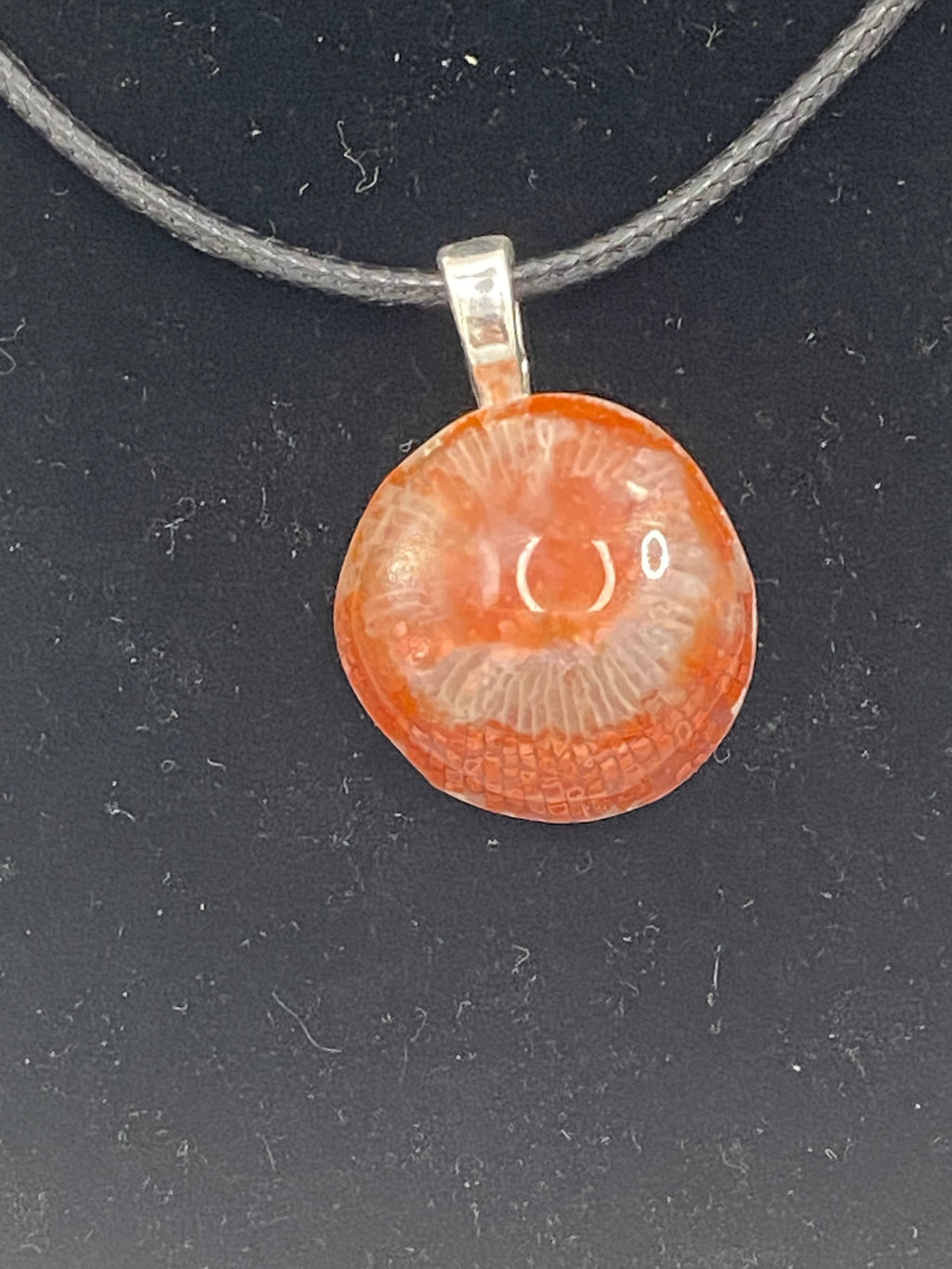 Natural Fossilized Red Coral Pendant gemstone pendant, handcrafted jewelry featuring polished stone with unique color and mineral patterns