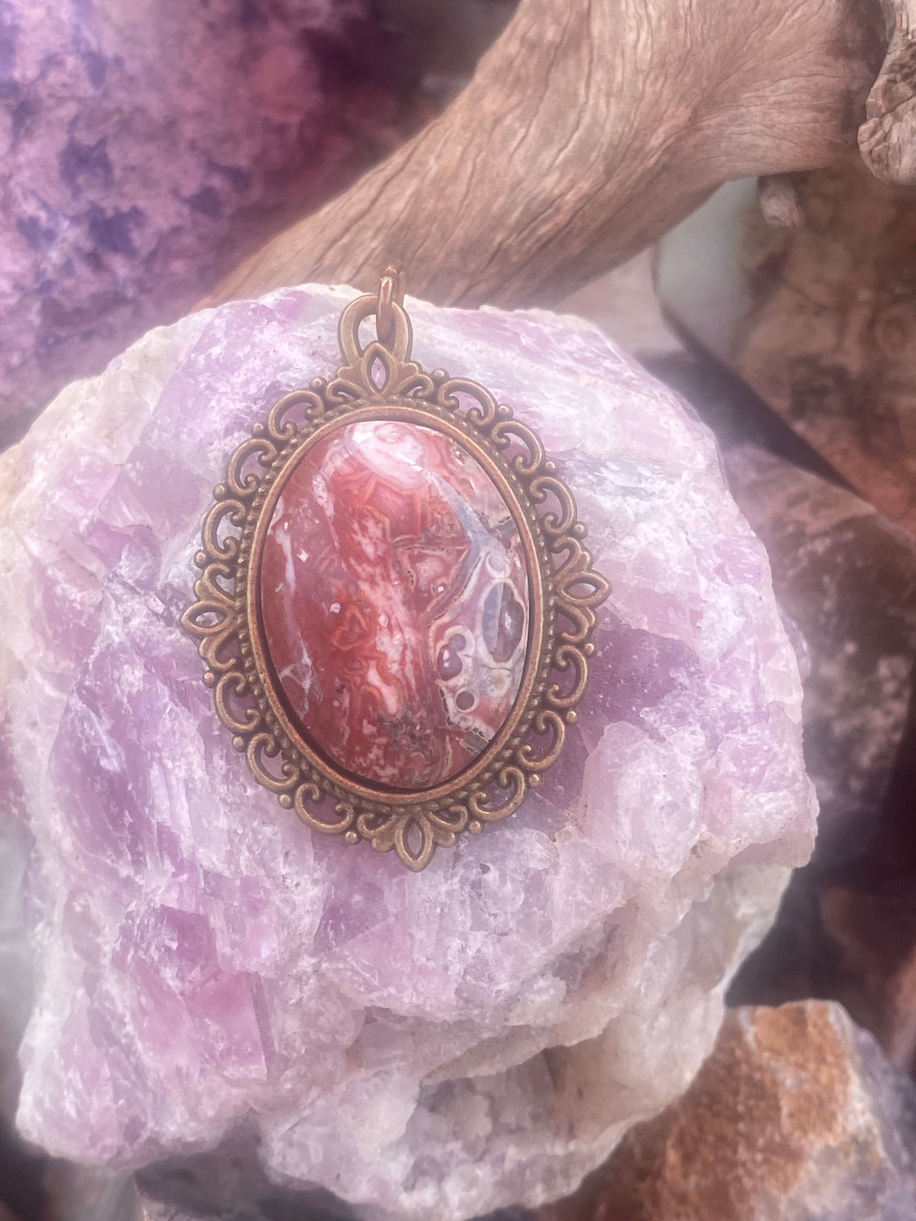 Natural Leopard Skin Jasper Pendant gemstone pendant, handcrafted jewelry featuring polished stone with unique color and mineral patterns