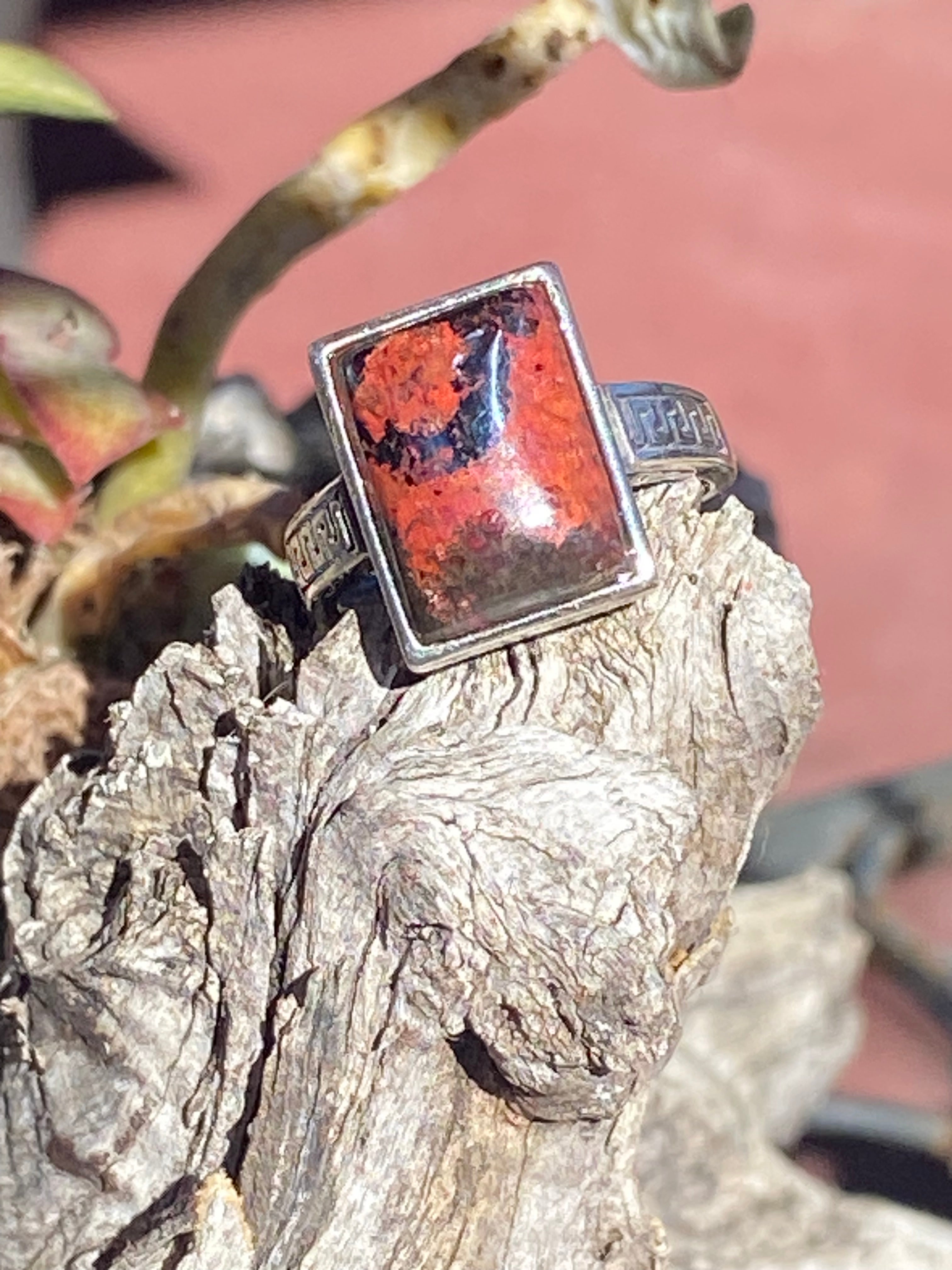 Handcrafted Chrysocolla with chalcocite (copper ore) Ring featuring a natural gemstone set in a silver jewelry setting