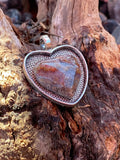 Natural Butte Creek Agate Heart Pendant gemstone pendant, handcrafted jewelry featuring polished stone with unique color and mineral patterns