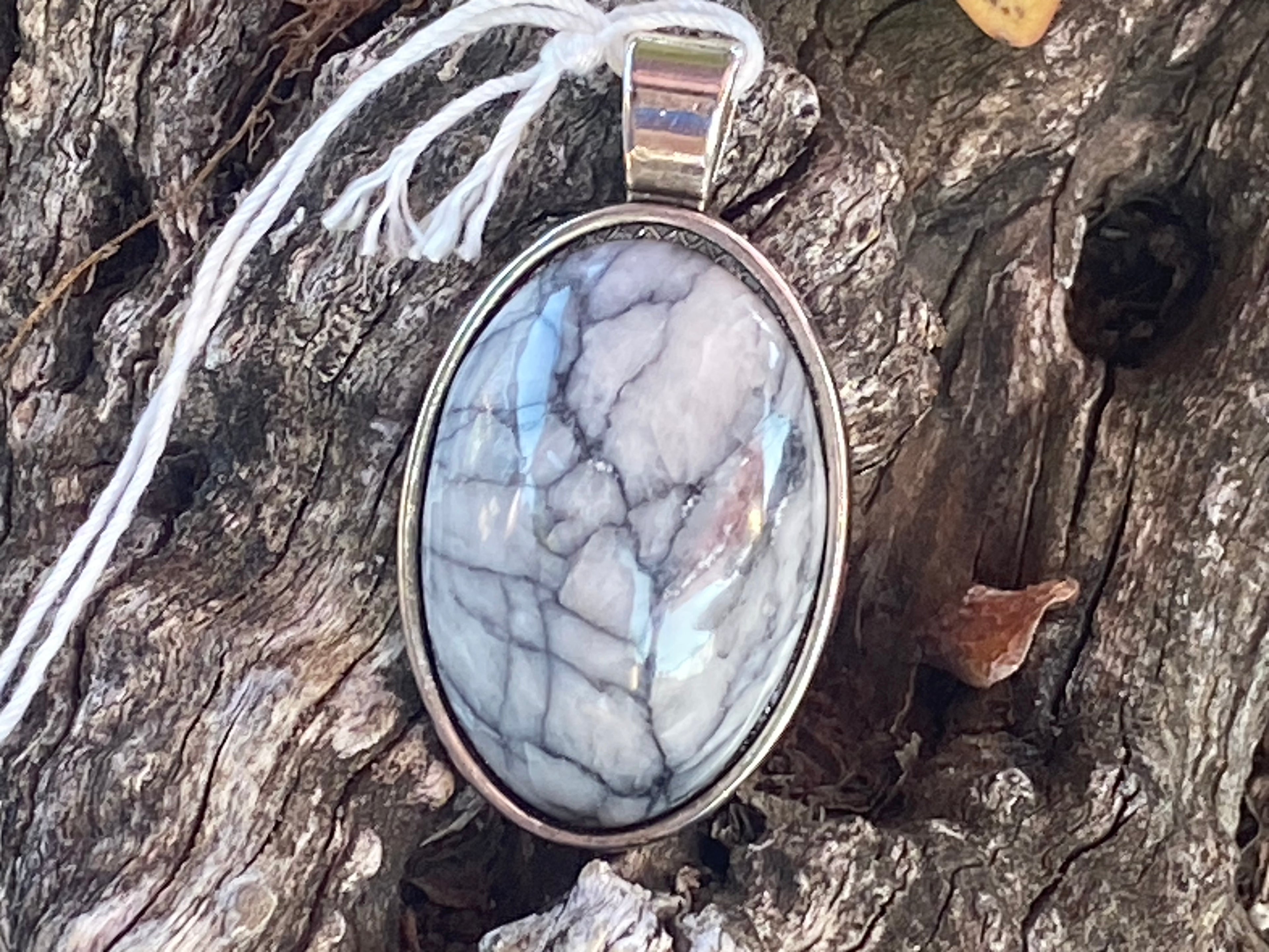 Natural Pinolite Pendant gemstone pendant, handcrafted jewelry featuring polished stone with unique color and mineral patterns