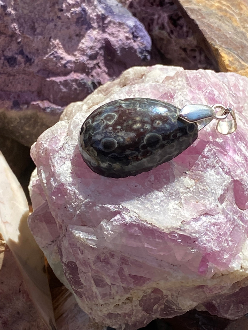 Natural Oolite  Pendant gemstone pendant, handcrafted jewelry featuring polished stone with unique color and mineral patterns
