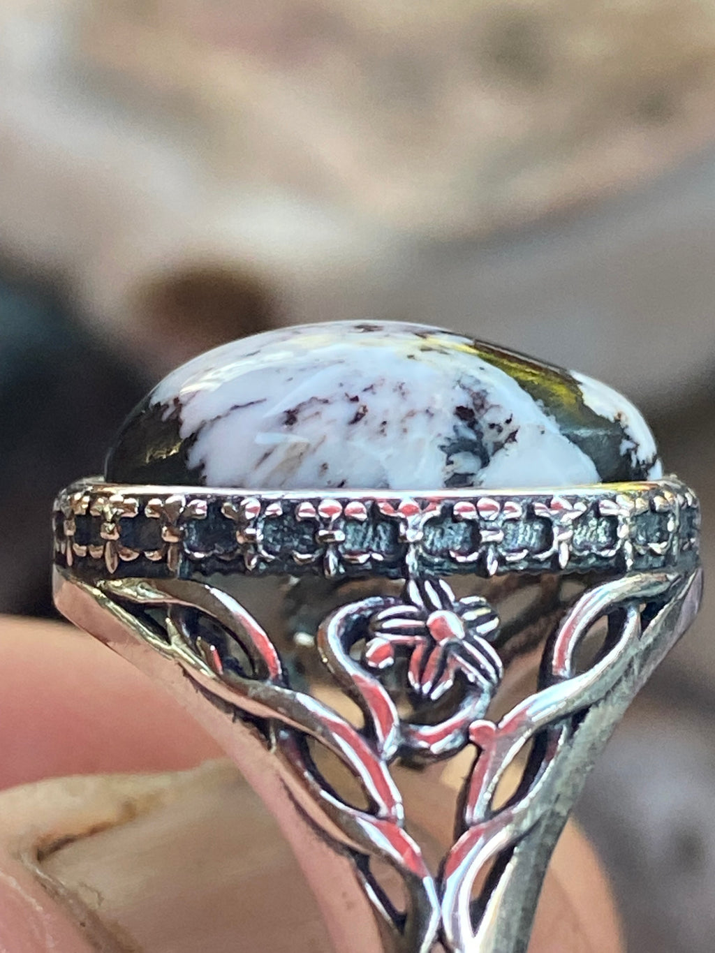 White Buffalo Turquoise on Sterling Silver alternate view 2