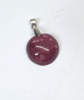 Natural Thulite Gemstone Pendant in Polished Steel gemstone pendant, handcrafted jewelry featuring polished stone with unique color and mineral patterns
