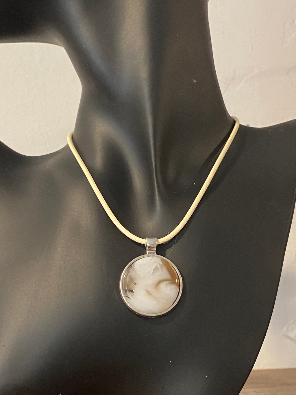 Natural Montana Agate Pendant gemstone pendant, handcrafted jewelry featuring polished stone with unique color and mineral patterns
