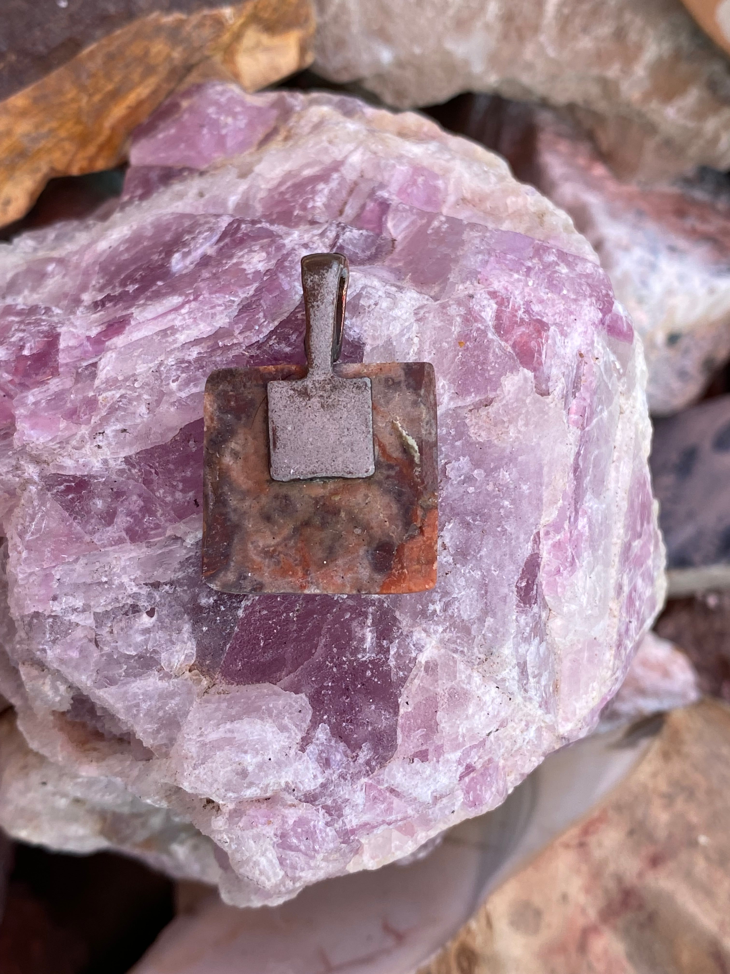Natural New Mexico Jasper Pendant gemstone pendant, handcrafted jewelry featuring polished stone with unique color and mineral patterns