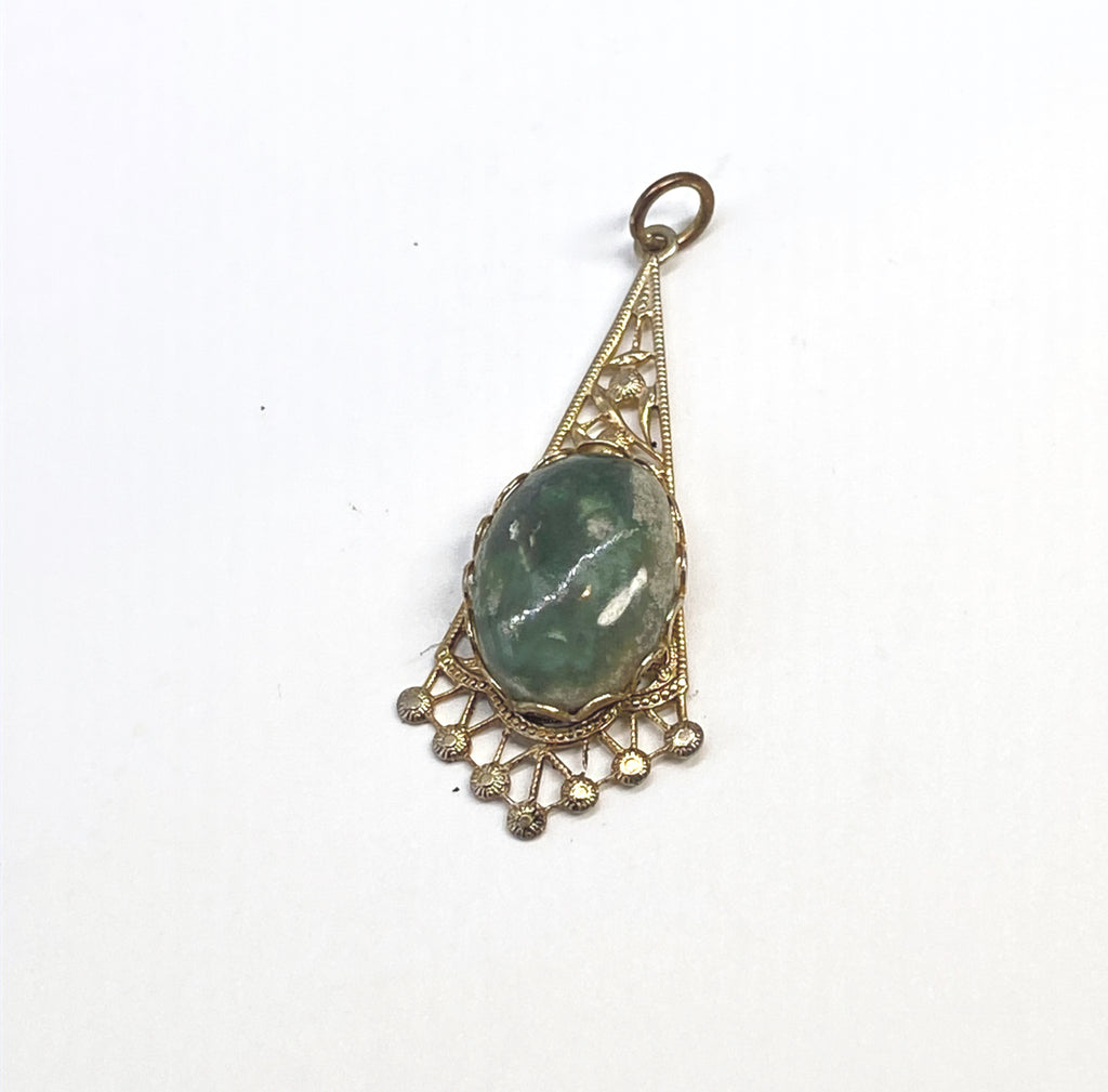 Natural Variscite Filigree Pendant gemstone pendant, handcrafted jewelry featuring polished stone with unique color and mineral patterns