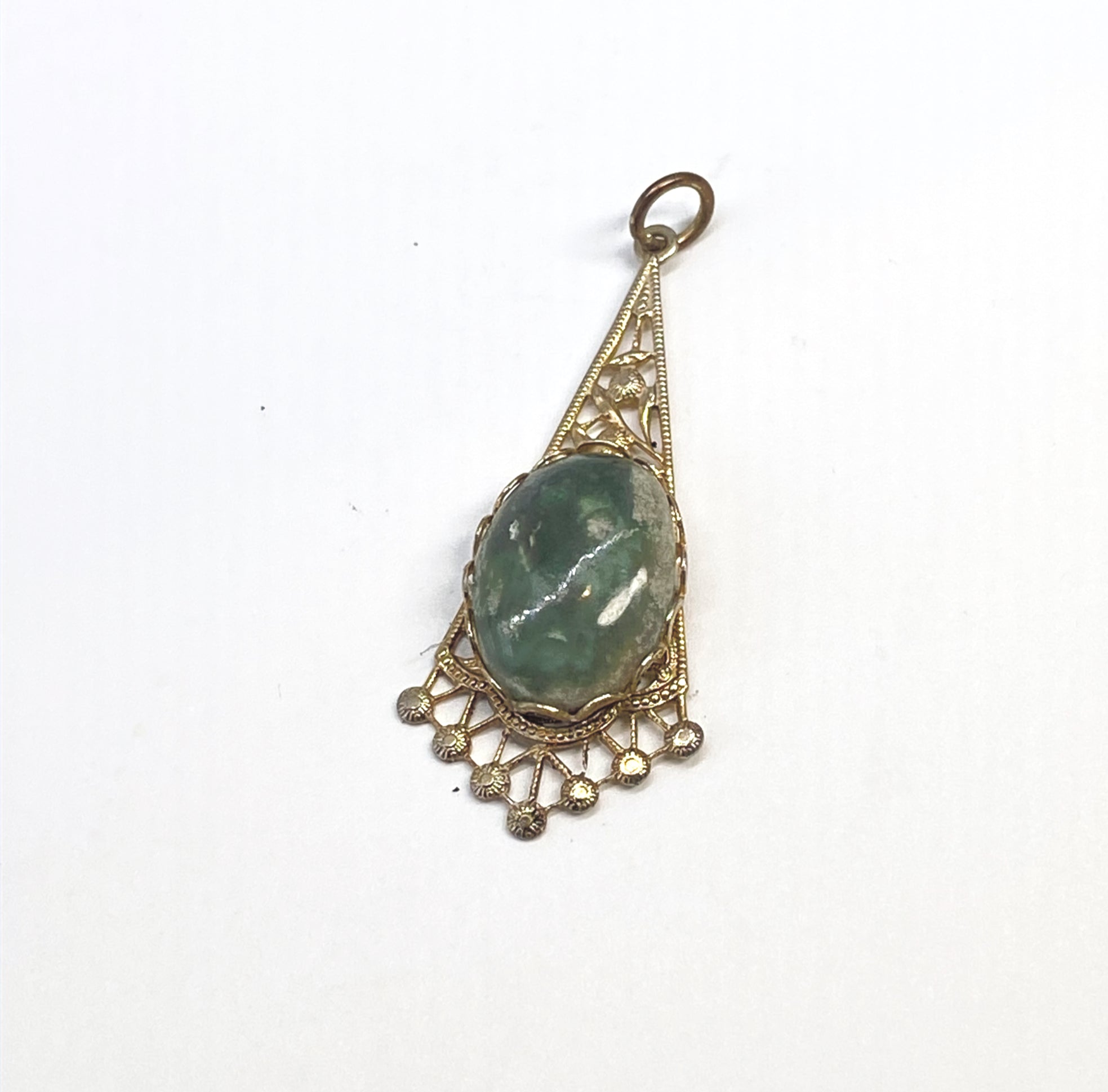 Natural Variscite Filigree Pendant gemstone pendant, handcrafted jewelry featuring polished stone with unique color and mineral patterns