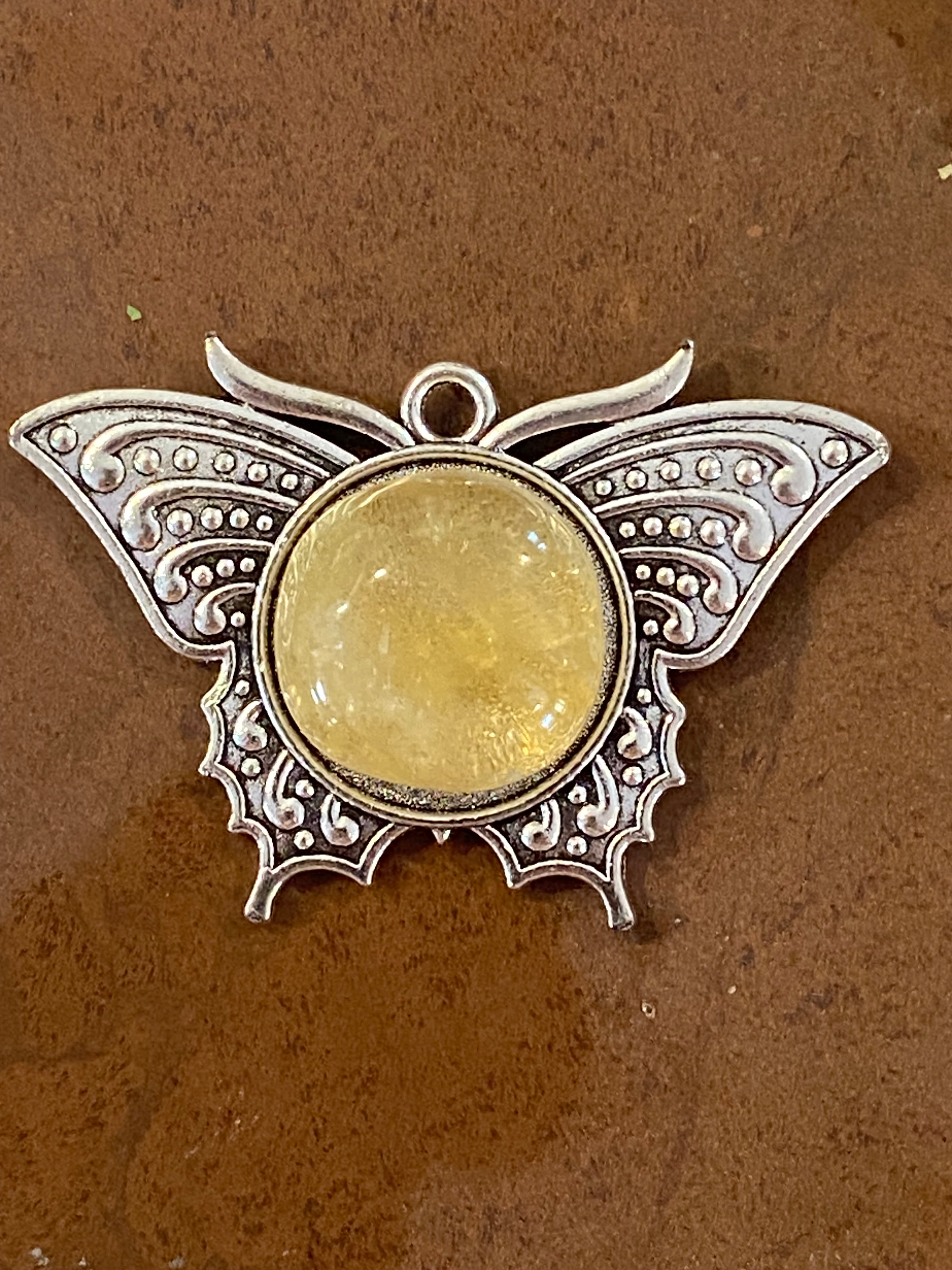 Yellow Citrine Butterfly Pendant