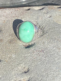 Handcrafted Chrysoprase Ring in Silver Band featuring a natural gemstone set in a silver jewelry setting