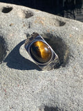 Handcrafted Tiger Eye Ring featuring a natural gemstone set in a silver jewelry setting