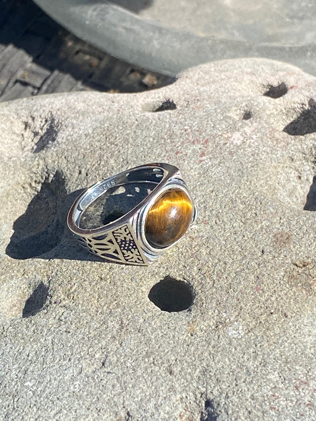Handcrafted Tiger Eye Ring featuring a natural gemstone set in a silver jewelry setting