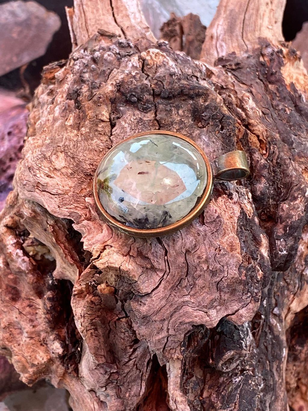 Natural Prahlite  Pendant gemstone pendant, handcrafted jewelry featuring polished stone with unique color and mineral patterns